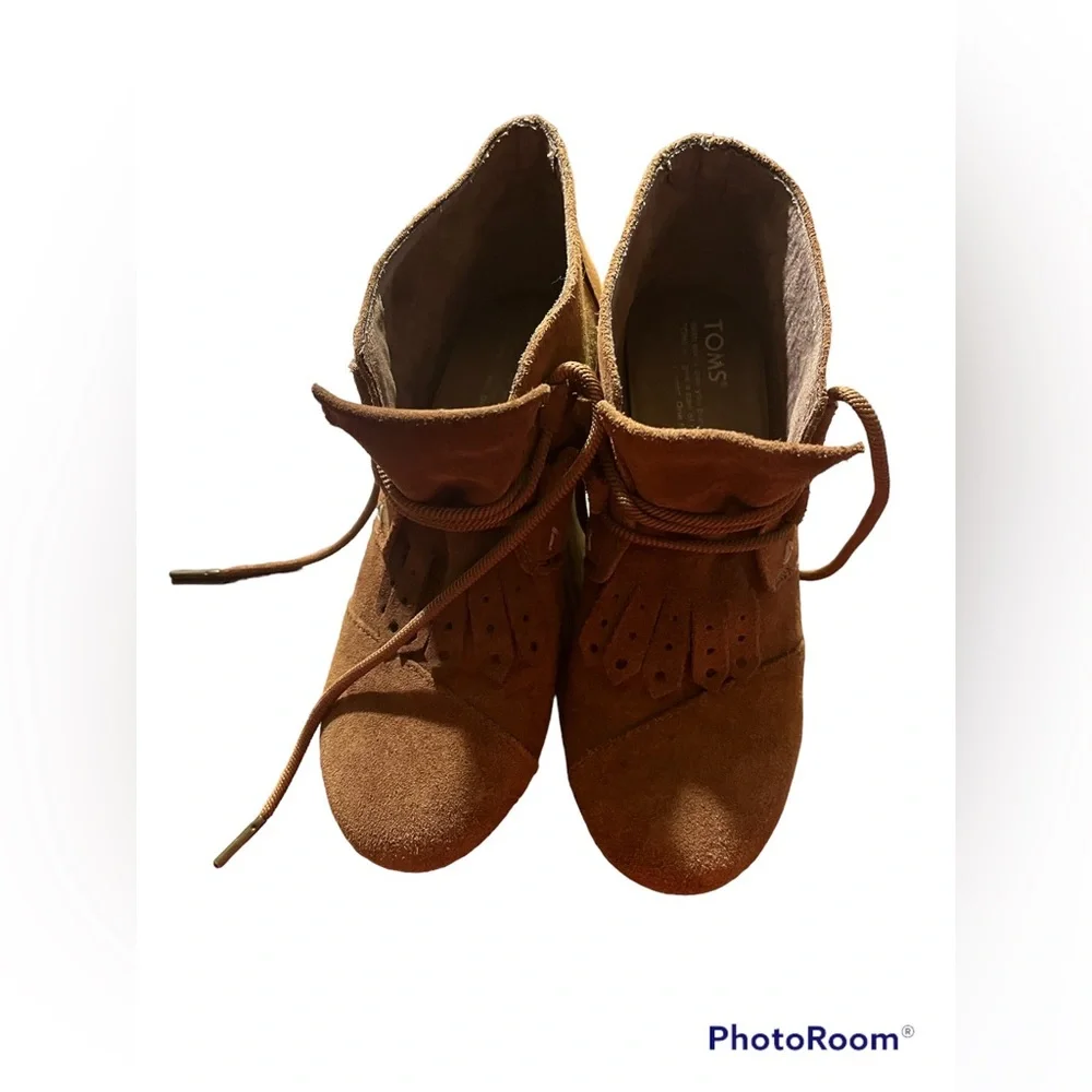 TOMS brand leather wedges. Size 6. Gently worn.